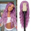 613 Blue Pink Purple Yellow Red Colorful Brasilian Straight Spets Front Wigs Pre Plucked Spets Frontal Synthetic Hair Wig For Women Hair Products Mer Design