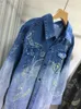 Blouses feminina Mulheres estrelas Strinstones lantejoulas estreladas Denim Cardigan Diamonds Moon Jeans Casaco Biço Médio Jaqueta de Cowboy