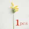 Fiori decorativi 57 cm 1 pcs Mimosa artificiale Branch floreale foglie di palma tropicale foglie false stame giallo acacia pianta falsa decorazione autunno