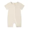 Artırıcılar 0-24m Bambu Elyaf Bebek Romper Toddler Giyim Giysileri Kısa Kollu Bebek Pijamaları Onesies Yenidoğan için Katı Bodysuit D240425