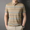 Polos masculins à deux couleurs à rayures Men de polo-shirt Absorption d'humidité respirable haut à manches