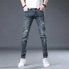 Ripped Jeans Men Stretch Dark Blue Hip Hop For Distressed Patchwork Skinny Male Denim Pants Mens Trousers Boys 240417