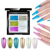 Glitter Holografie Mirror Aurora Nagelpoeder Palet 6 kleuren Glitter Dust Nail High Pigment UV -gel Poolse Nail Art Decoratie