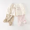 Dave Bella Childrens Set Girls Boy Pyjamas Suit Autumn Fashion Casual Sticked Fleece Plaid Two-Piece DB3236603 240418