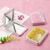 Mirrors Folding Double-Sided Cosmetic Mirrors for Women Gifts with Flowing Sparkling Sand Mini Makeup Mirror Compact Pink