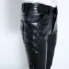 Pants Idopy New Mens Elastic Faux Leather Pants PU Motorcycle Ridding Black Slim Fit Dance Party Biker Trousers For Male