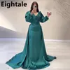 Robes de fête huitale bleu marine sirène robe de soirée manche bouffée luxe sexy v cou de cou perles