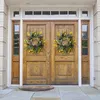 装飾的な花1ピース玄関の春の花輪玄関のための快適な緑の季節ごとに18インチウェルカム夏