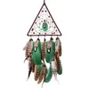 Dekorativa figurer Creative Triangle Dream Catcher Wind Chimes handvävd fjäder vardagsrum vägg hängande ornament julklapp hem