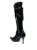 Martin Leather 2024 Stiefel Stiefel Lady Stiletto High Heels Lange Stiefel Stiefel Frauen Halbstiefel Plünderung Zehen Spitze Satin Hochzeitsschuhe Taschen Reißverschluss Reißverschluss Größe