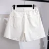 Zomer plus size dames jeans shorts voor grote zwarte witte zak katoen denim 3xl 4xl 5xl 6xl 7xl 240422