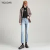 Jeans femminile ad alta vita da donna lunghezza della caviglia tratto di cotone dritta pantaloni in denim stile streetwear fidanzato per ragazza estate 2024