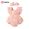 Одноказки Patpat 100% хлопок 2pcs Baby Girl Bodysuit Daisy Print Crepe Fabra