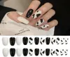 Vache imprimé faux ongles noir blanc cercueil noir