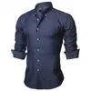 Visada Jauna Herrenhemden Europäische Größe Sommer Casual Camicia Uomo Slim Fit Long Sleeve Cotton Male Männchen -Hemd -Hemdknopf 240423