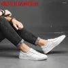 Casual schoenen mannen sneakers echte lederen hoogwaardige outdoor flats man comfortabel witte niet-slip rubberen loafers