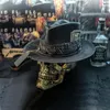 Black Punk Cowboy Cap Unisexe Adult Harvester of Sorrow Conical Skull Hat Halloween Carnival Party Party Accessoires 240415