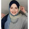 Hijabs Écarpe islamique Femmes Luxury Blue mousseline Hijab Abaya Hijabs pour femme Abayas Jersey Robe musulmane Turbans tête enveloppe instantanée D240425