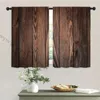 Cortina 2 PCs Vintage Wood Grain Cozinha Cortinas