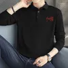 Herrpolos toppar Alfabetet Mens T-shirt Black Polo Shirts Tees Male With Collar Tee Casual Clothing 2024 Basic Loose Fashion