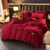 Ensemble Highend Milk Velvet Velvet Automne Hiver Couvrette chaude et coupée avec une couvre-lit de lit et des taies d'oreiller Warmth Cozy Libert Set Queen