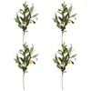 Dekorativa blommor 4 datorer Husväxter Tillbehör Trädgren Fake Branches Faux Olive Artificial Plastic Stems