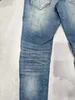 Designer Herren Jeans Modetrendy Brand Jeans Hochwertige Jeans High Street Hole Patch Denim Jeans Stretch Slim-Fit-Hose Blaues Design Rippte Hose