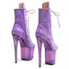 Chaussures de danse Leecabe 20cm / 8 pouces en daim supérieur ouvert Open Toe Clear High Heel Platform Boots Pole