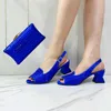 فستان أحذية 2024 جديد مصمم خصيصًا للأحذية الأزرق على الطراز الكلاسيكي للسيدات الإفريقية جولة إصبع القدم العالي الأرجواني مناسبة لحفل الزفاف H240425