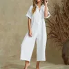 Women's Jumpsuits Rompers New Summer jumpsuit Elegant Casual Lapel Button Printed Womens jumpsuit Mens jumpsuit Y240425