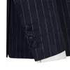 Costumes masculins 2024 Navy Blue Men Slim Fit Chroomsman 3D POCHETS PINSTRIPE DU BOUTON DE LA SEMT DU RECHAP