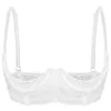 Beha dames octrooi lederen beha tops kijken door pure kanten patchwork 1/3 kopjes duwen underwire bralette ondergoed lingerie