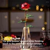 Decoratieve bloemen Crystal Rose Flower Artificial met Vase Home Decoration Wedding Anniversary Herdenking Valentijnsdag