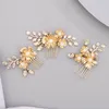 Headpieces Bride Handmade Gold Rhinestones Side Hair Comb Prom Party Headpiece Flower Women Bridal Accessories Wedding Head Jewelry