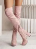 Boots Over The Knee High Woman Winter Shoes Women Thick Heels Botas Femme Tight For Lady Size 37-43 FWSH4941