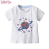 T-shirts Dxton Children Galaxy lovertjes T-shirt Kinderen Zomer Korte mouw O Hek Katoen Casual Tops Tees Children Kleding Infant Costumesl2404