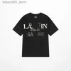 Heren t-shirts merk heren t-shirts ontwerper luxe lanvins klassieke t-shirt borst brief geprinte lavin high street lavina tshirts schoen katoen los Q240425