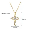 Colliers de pendentif Chaîne en acier inoxydable Wings Cross Pendants Collier Gold Couleur Crystal Bijoux chrétien Cadeaux de Noël pour les femmes