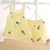 Clothing Sets Siyuebebe Baby Girls Summer Clothing Set 2PCS Cotton Childrens Baby Girls Dress Newborn Baby Sports Fruit Printed Track Clothing Q240425