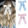 Crianças Cetin Bows Girls Hairpins Sweet Girls Ribbon Long Bowknot Princess Barrettes Kids Holida de férias de praia Acessórios de clipes de cabelo Z7886