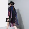 Stage Wear 2024 Homemade Color Changing Loose Medium Long Laser Perspective Sunscreen Shirt Outer Coat Women's 253