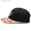 Bollmössor Pizza Baseball Hat Mens Bite Mark Peak Design Truck Hat Mens 2024 Casual Sun Hat Cotton Justerable Button Hat Mens Q240425