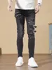 Streetwear Black Ripped Skinny Jeans Men Fashion Slim Hip Hop Denim Trousers Spring Casual for Jogging Jean Homme 240417