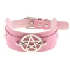 Colares Diezi Trendy Punk Rosa Colar Cheer de Cara para Mulheres Torques Harajuku Gothic Cirle Heart Pingente Jóias