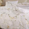 Sets Queen Bedding Bettbedeckungsabdeckung Set White Marmor gedruckt 3 -teiliges Luxus -Mikrofaser -Down -Tröster -Quilt -Cover mit Reißverschluss
