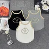 Tanques femininos Designer de Camis P Família 24 Primavera/verão Novo corte de seda de seda de seda de seda de ouro contraste Tampa de malha de borda colorida para mulheres 46SU