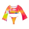 New Bikini Tight Fitting Long Sleeved Digital Printed Swimsuit for Women's Swimwear