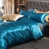 Luxury Rayon Satin Bedding Set Däcke Cover Single Double King Size Kit 2PCS3PCS4PCS Bed Linen 240425