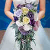 Fleurs décoratives bouquets de mariage pour la mariée en cascade artificielle bouquet de mariée Boho Rustic Cérémonie anniversaire