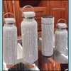 Garrafas térmicas a vácuo Diamond Bling Water Bottle Bottle Aço inoxidável Sparkling Grande caneca de café insatada 210907 Drop Deliver DHA3T